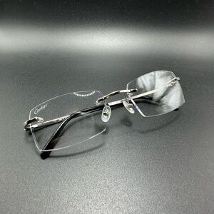 Rare vintage Cartier Lanark rimless Eyewear platinum color
